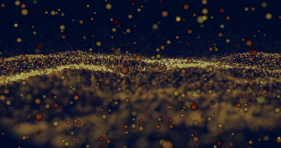 Abstract Digital Wave with Floating Light Spheres