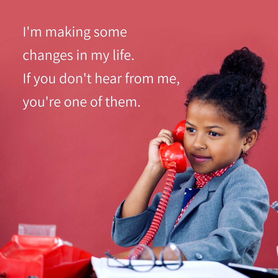 Confident Girl on Red Phone Making Life Changes - Download Free Stock Templates Pikwizard.com