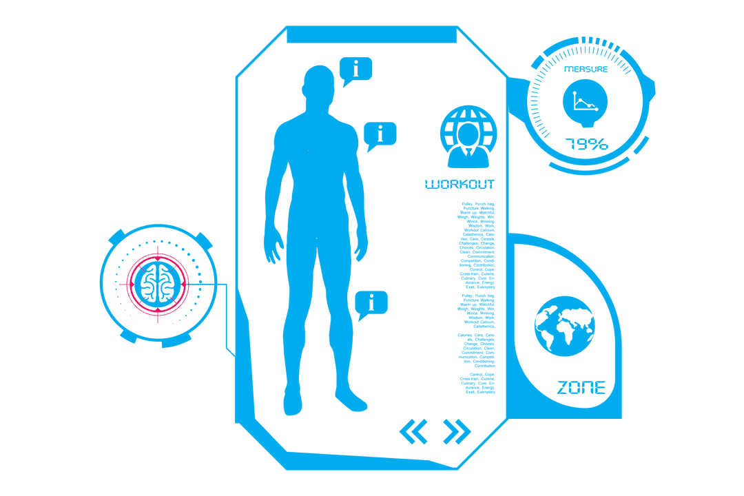 Transparent Futuristic Digital Interface Anatomy Visualization