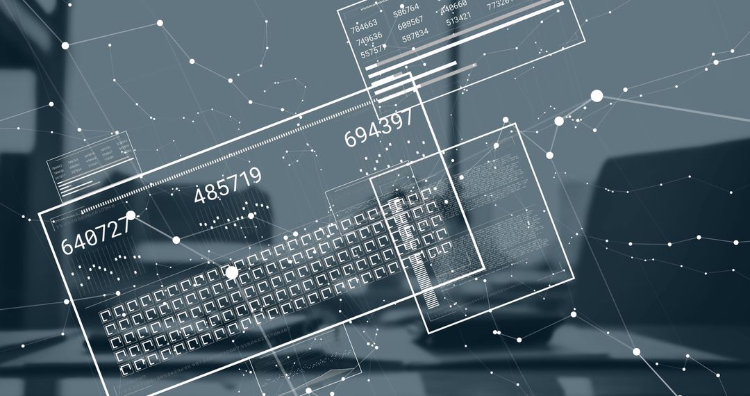 Digital interface with animated data flow and connectivity