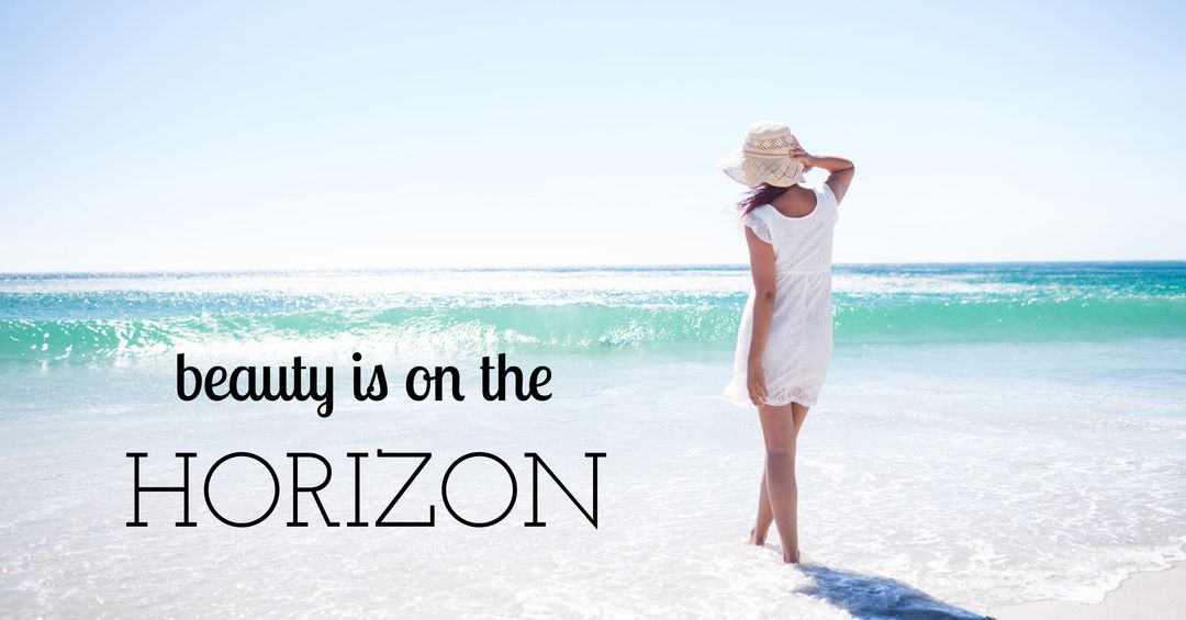 Woman Standing on Beach Looking at Sea Horizon During Daytime