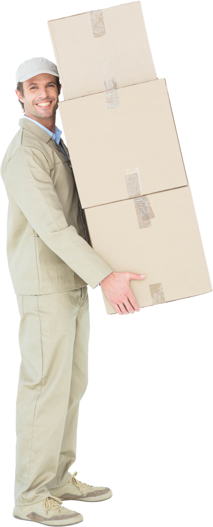 Transparent Delivery Man Balancing Cardboard Boxes - Download Free Stock Images Pikwizard.com