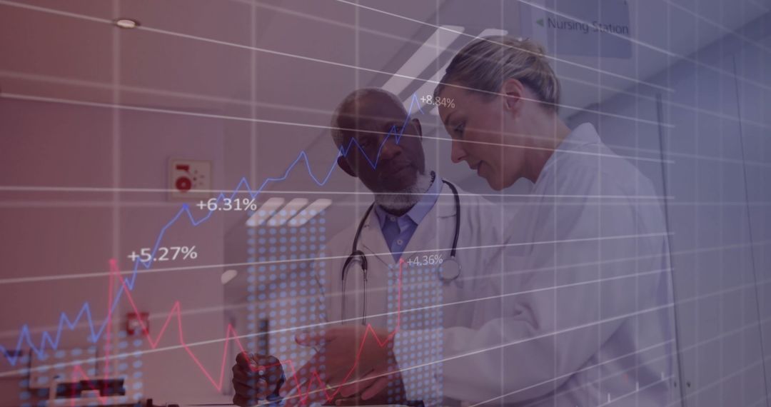 Diverse Doctors Analyzing Patient Data with Digital Graphs