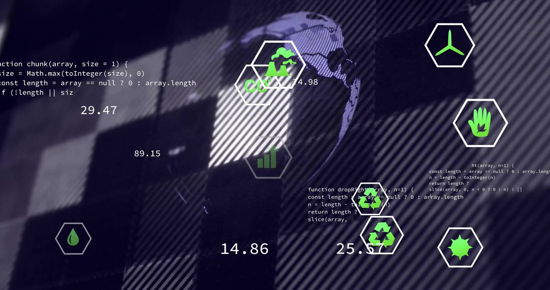 Futuristic Virtual Interface with Digital Globe and Code Analytics