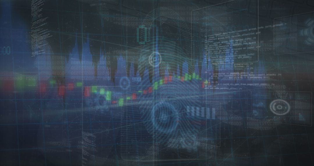 Futuristic Holographic Dashboard with Candlestick Chart