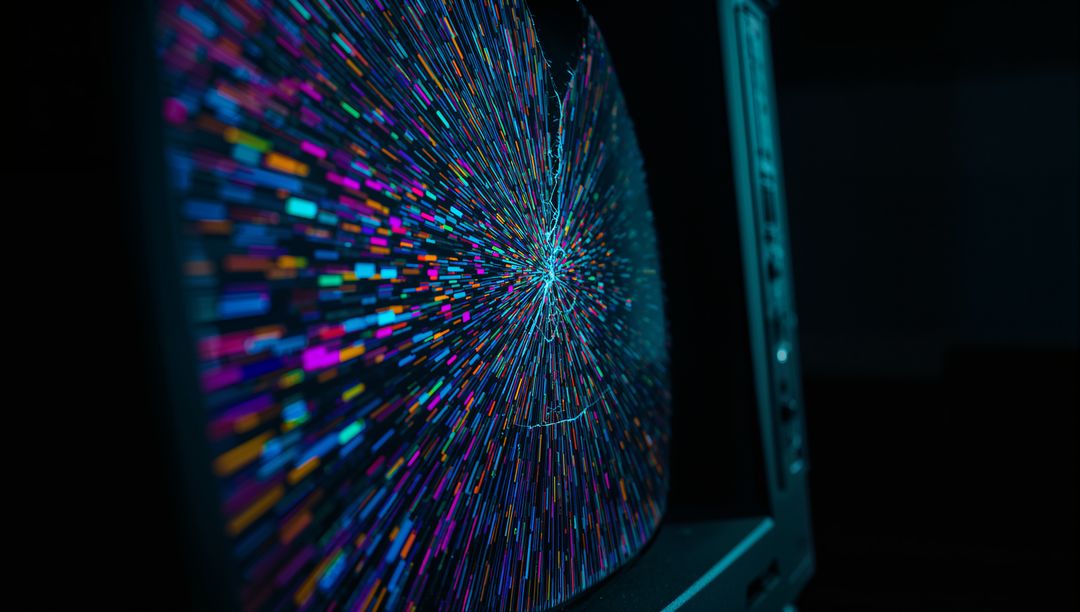 Vintage CRT Monitor with Vibrant Data Visualization