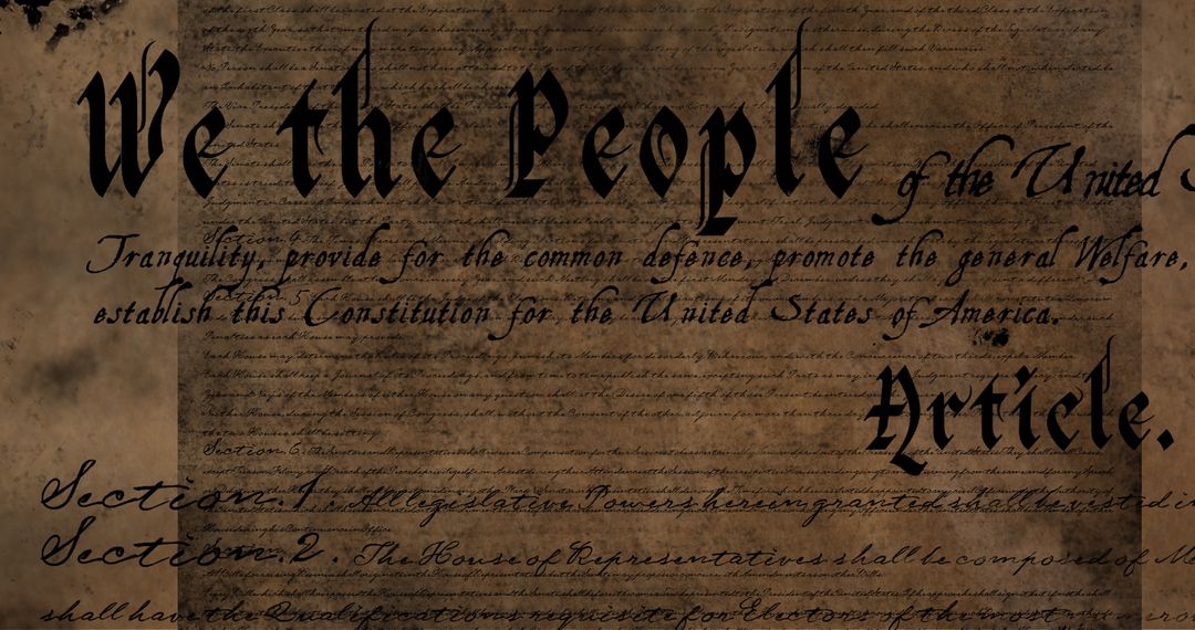 Animated Script of US Constitution on Vintage Background - Free Images, Stock Photos and Pictures on Pikwizard.com