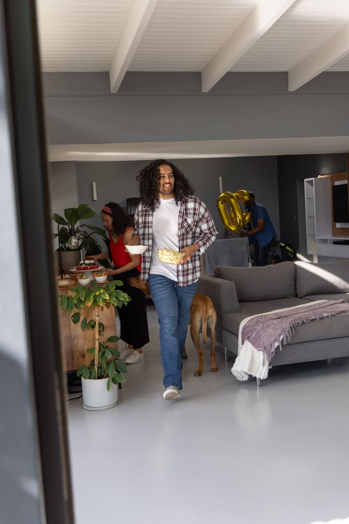 Diverse Friends Gathering for Casual Celebration