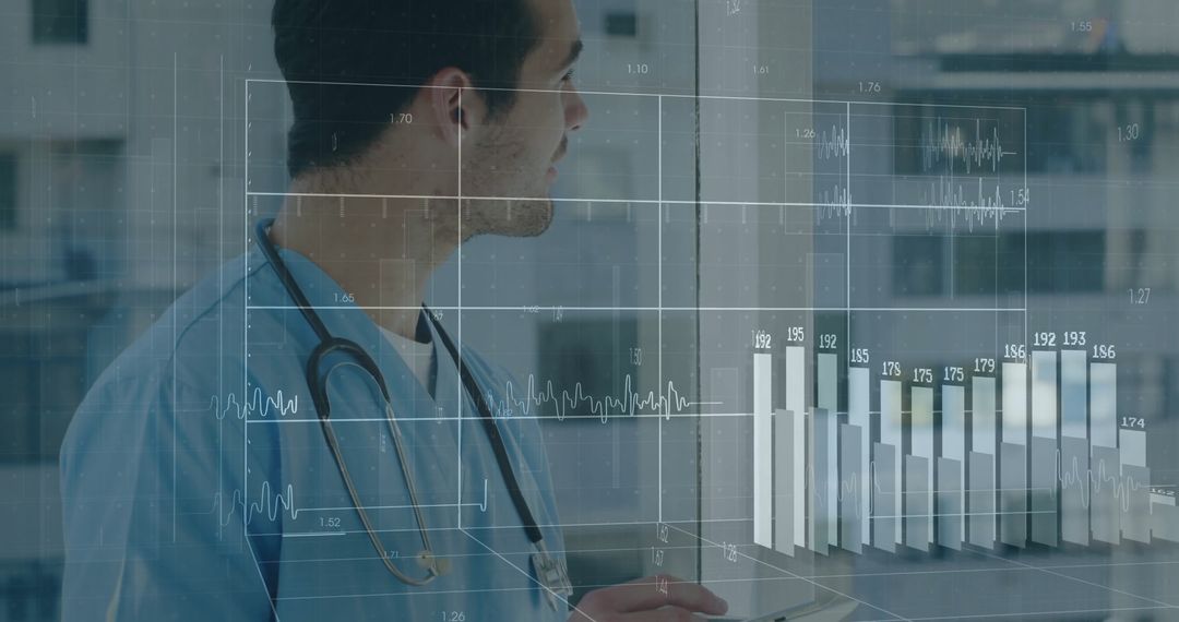 Healthcare Professional Analyzing Medical Data Visualization Technology