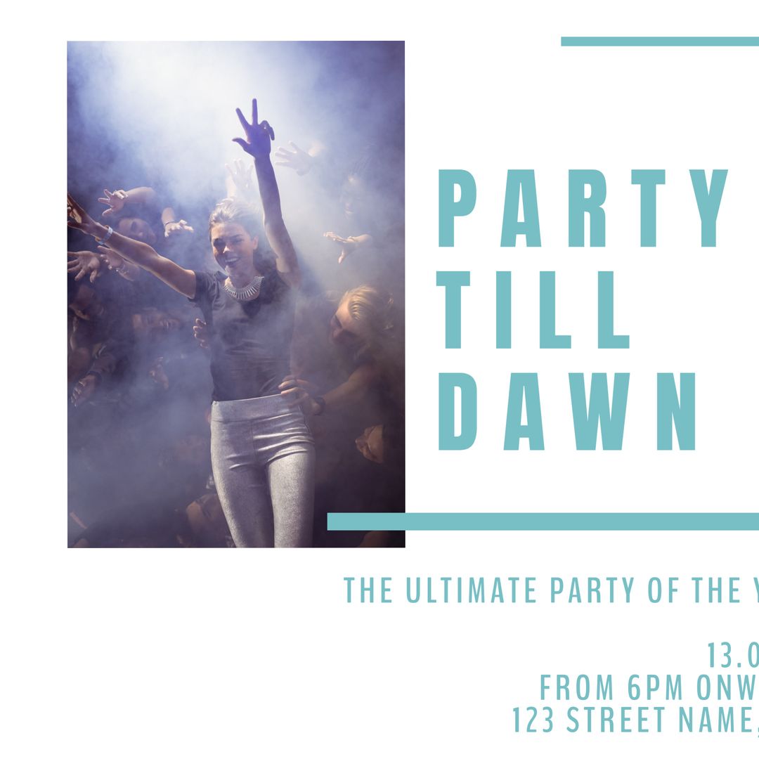 Energetic Night Party With Dancing Crowd and Smoke Effects