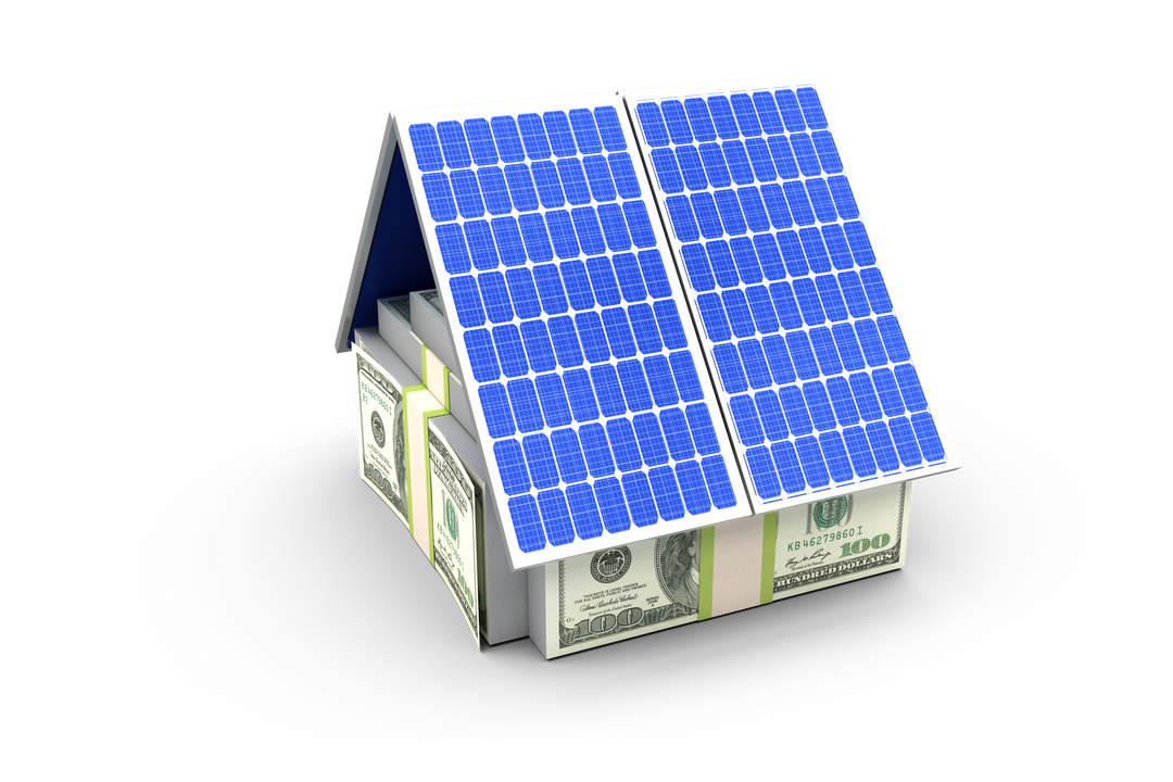 3D House Made From US Dollar Bills with Solar Panels Surfaces Transparent Scene - Download Free Stock Images Pikwizard.com