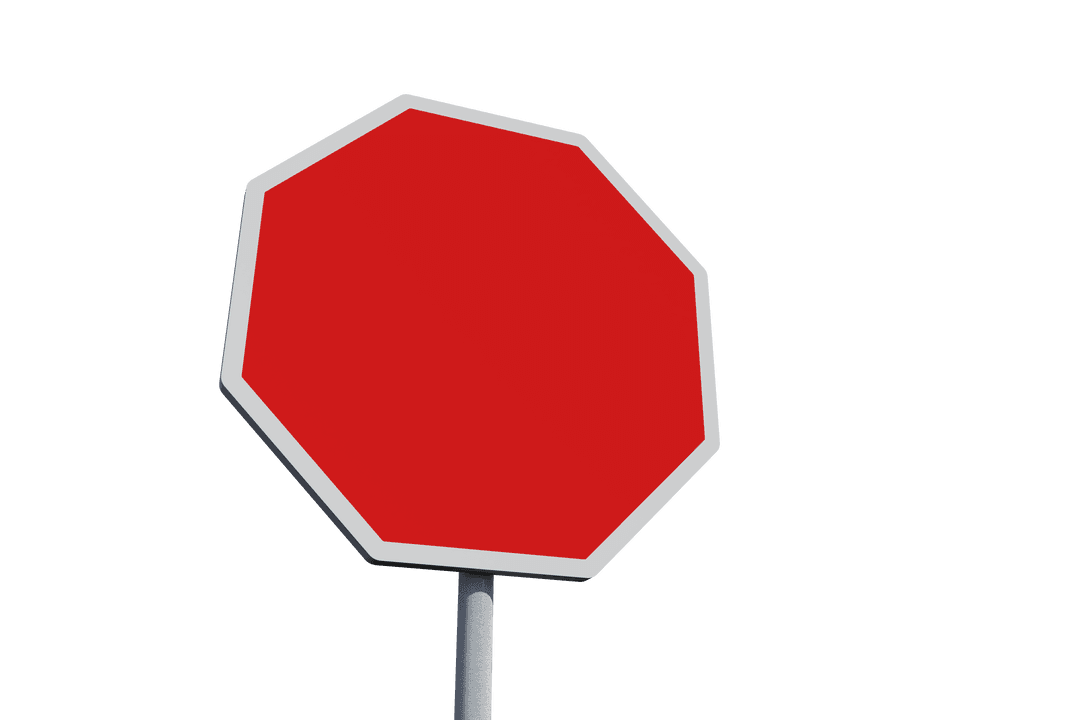 Blank Red Octagonal Traffic Sign on Transparent Background