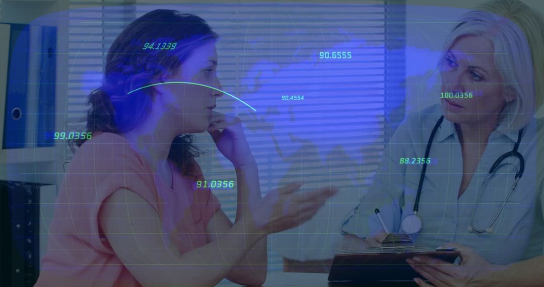 Doctor Consulting with Patient Analyzing Digital Data