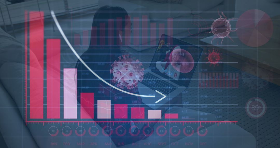 Student Analyzing Virus Data on Laptop in Learning Environment