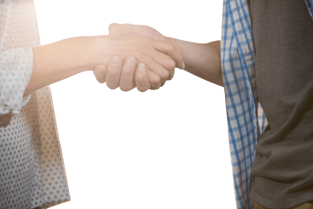 Two People Shaking Hands in Transparent Background