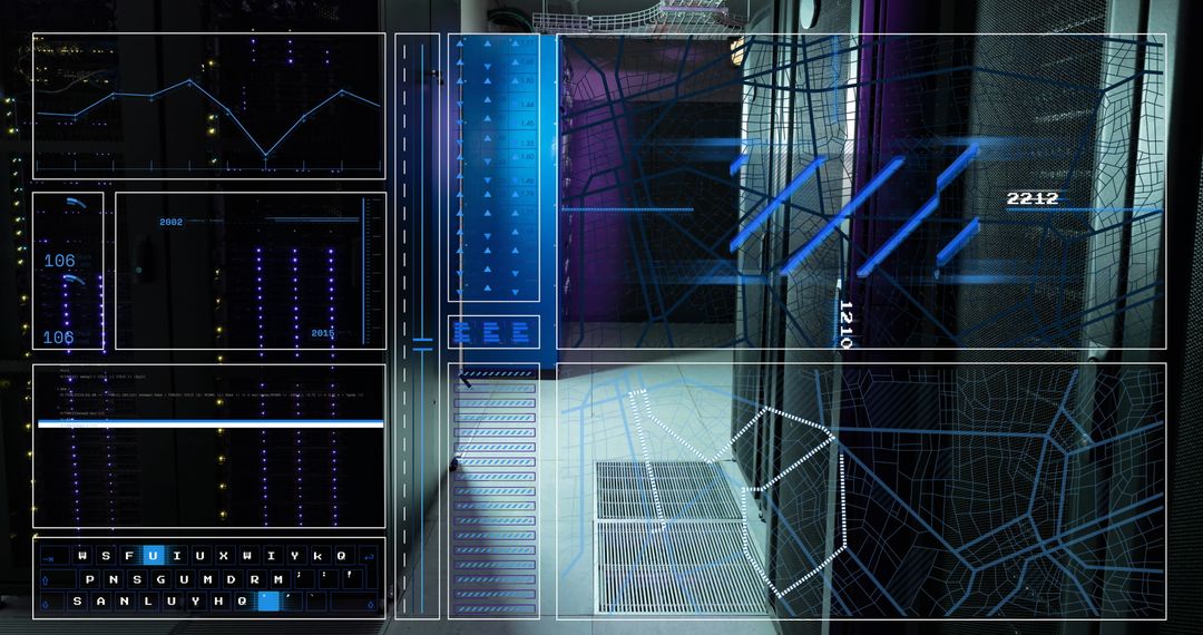 Futuristic Data Interface in Modern Server Room