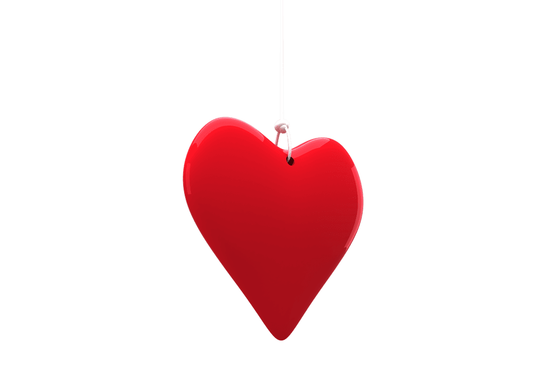 Red Heart Pendant on Transparent Background for Romantic Designs