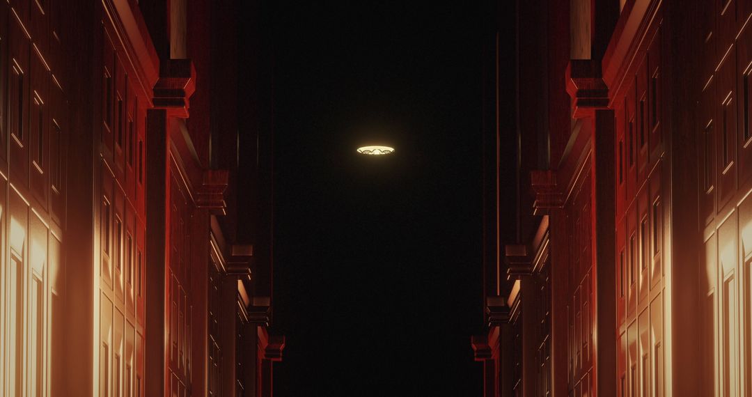Haunted Corridor with Shadowy Lighting and Ominous Atmosphere
