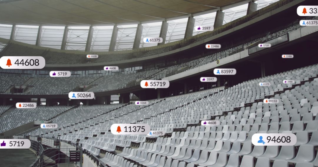 Empty Stadium with Virtual Social Media Engagement Overlays