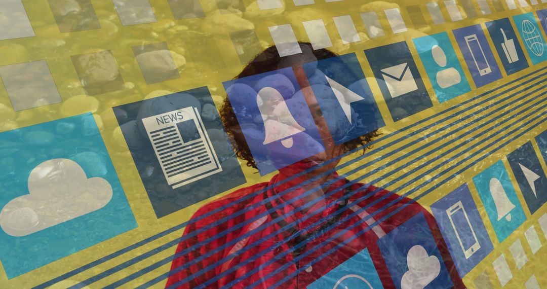 Woman Engaging with Digital Interface in Modern Technology Visualization