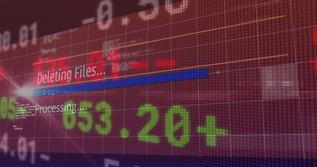 Digital Interface with Deleting Files and Financial Data Overlay