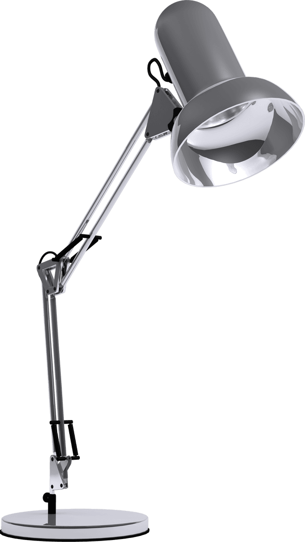 Transparent Silver Desk Lamp Showing Modern Adjustable Arm Design