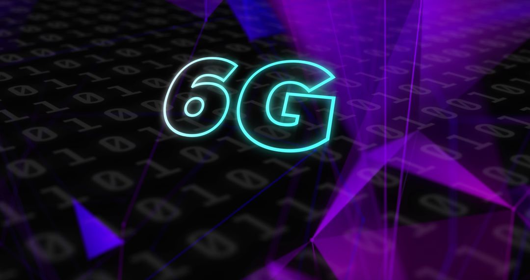 6G Technology Concept with Binary Code and Futuristic Design