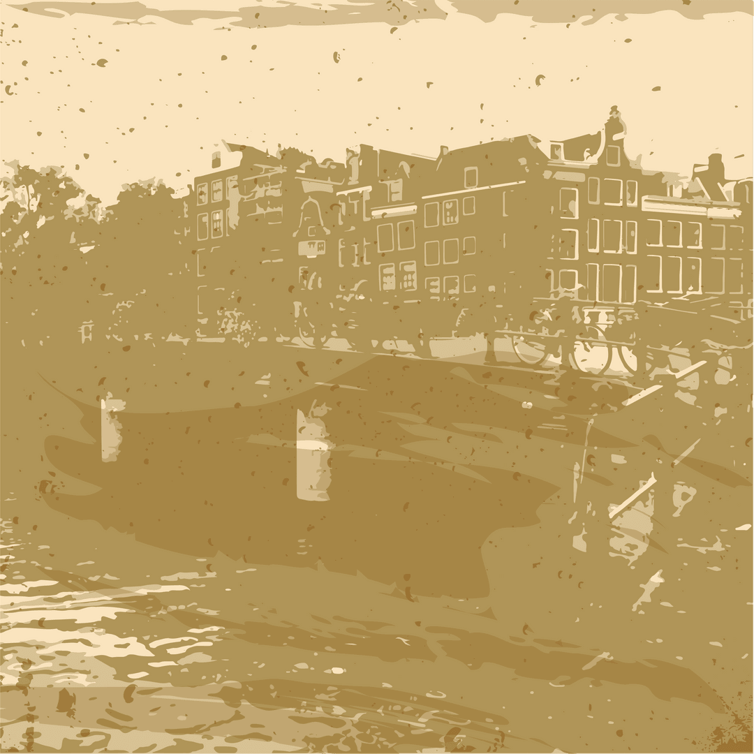 Transparent Vintage Cityscape with Stained Architecture Details