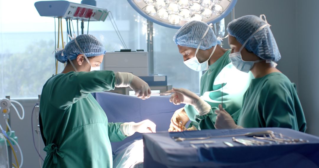 Surgeons Collaborating During Urgent Surgical Operation