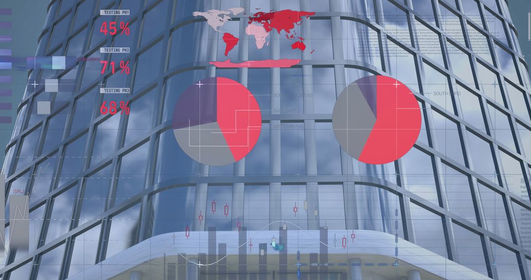 Digital Data Visualization Over City Skyscraper