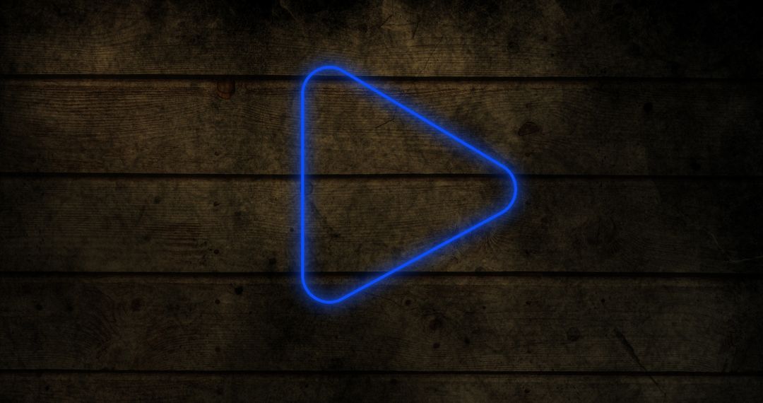 Glowing Neon Blue Arrow on Rustic Wooden Surface