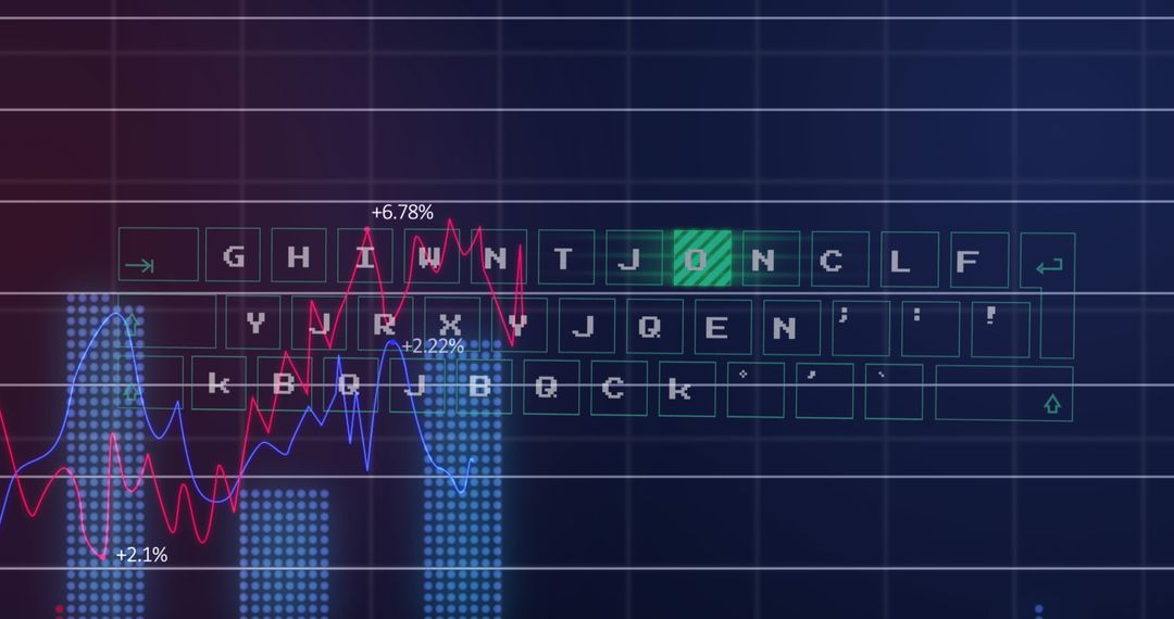 futuristic keyboard analytics display with digital graphs and numbers - Free Images, Stock Photos and Pictures on Pikwizard.com