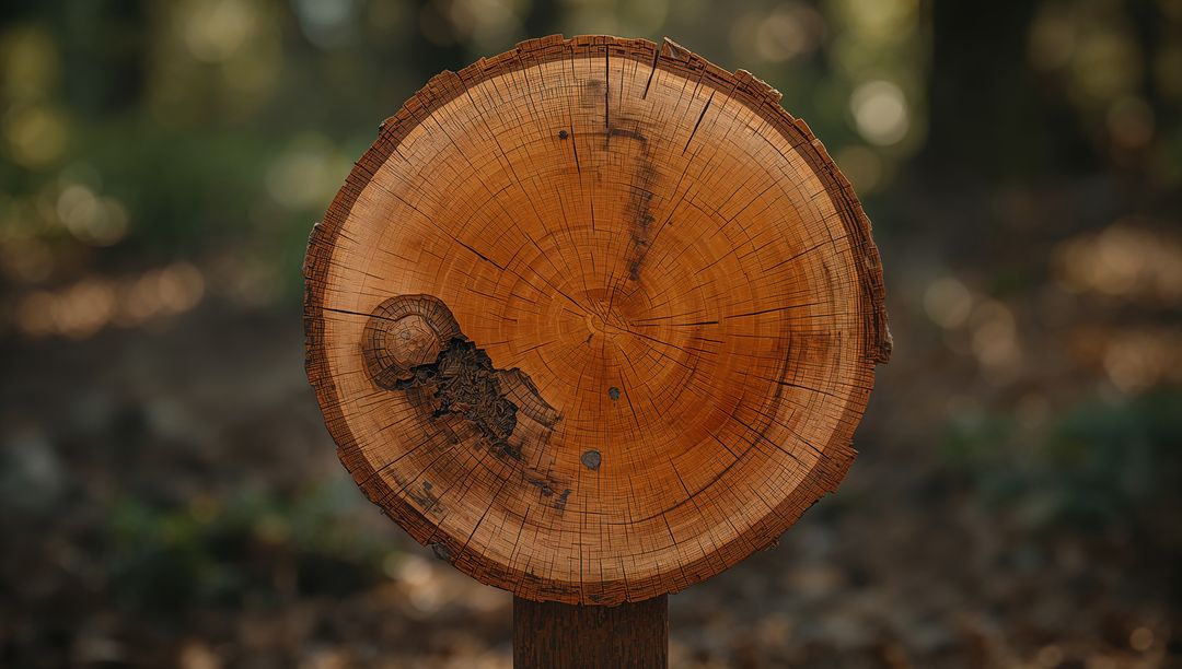 Detailed Tree Trunk Cross-Section with Natural Rings and Patterns