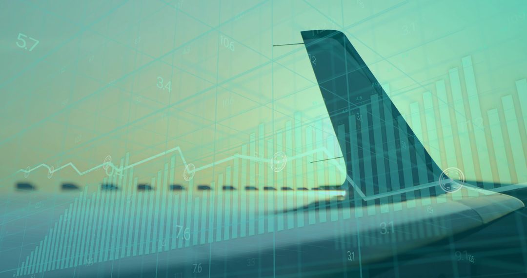 Airplane Tail Overlaid with Market Data Visualization