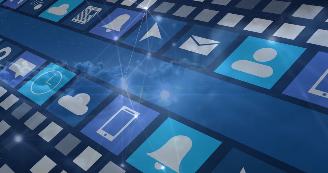 Abstract Blue Technology with Digital Social Media Icons