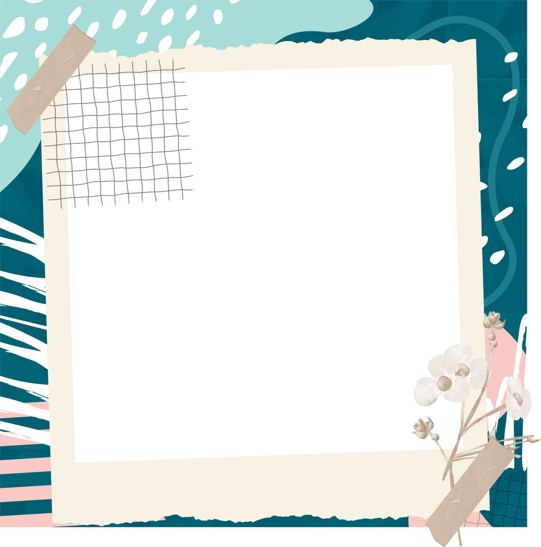 Vintage Instant Film Frame Collage on Transparent Canvas