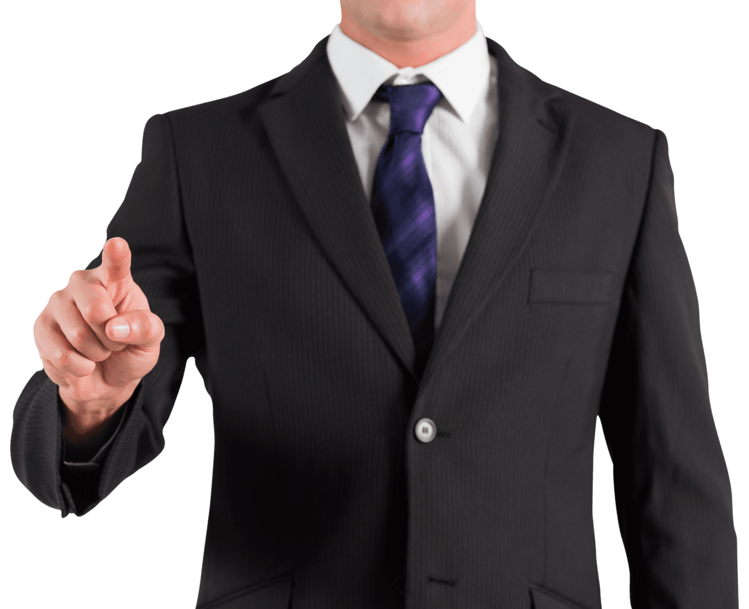 Transparent Businessman Pointing in Suit and Tie