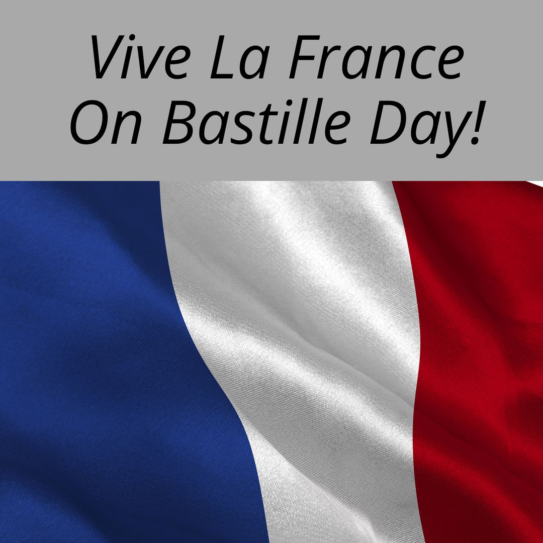 French Flag Background with Bastille Day Text