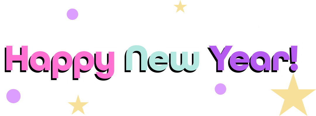 Happy New Year Banner with Pastel Colors on a Transparent Background