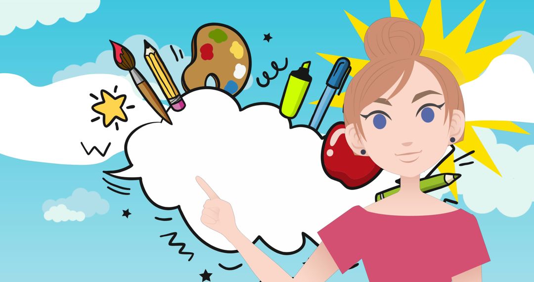 Creative Mentor Sharing Knowledge in School Graphics Background