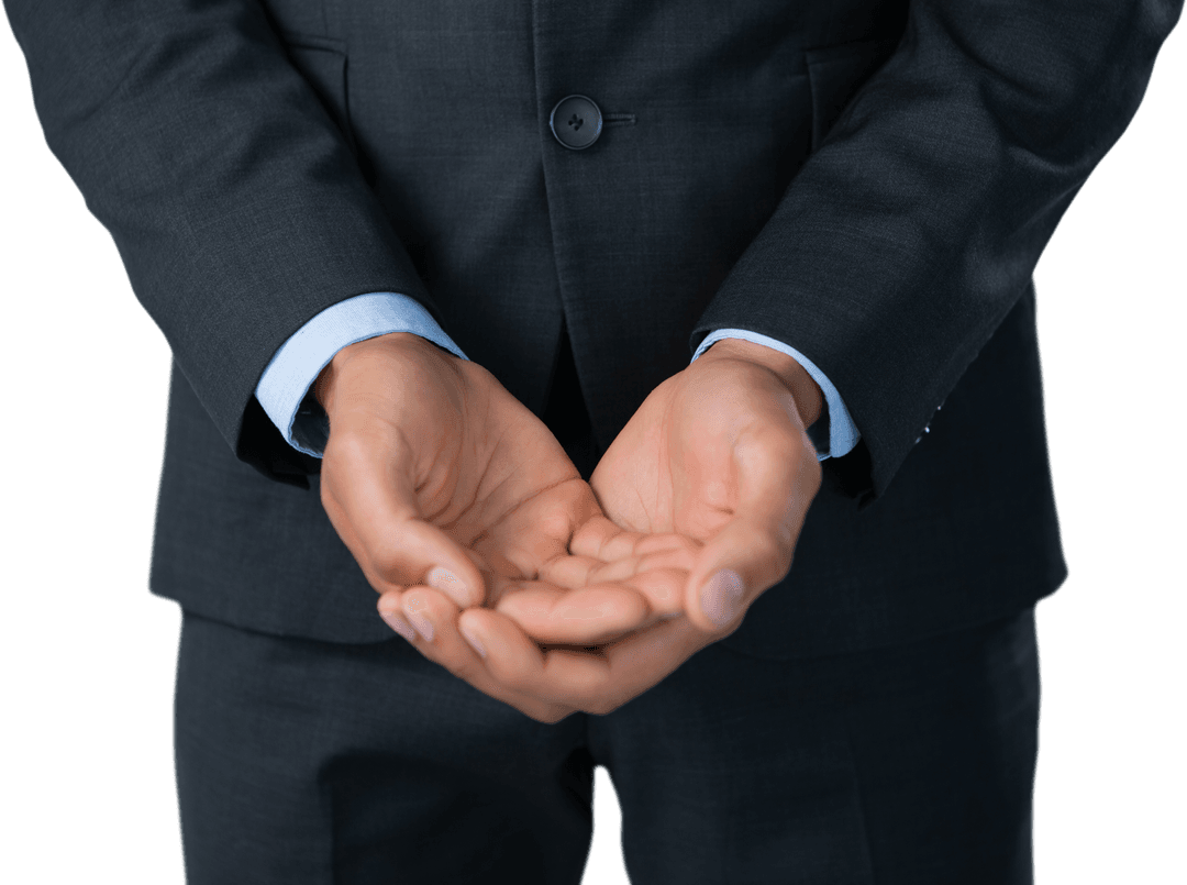 Businessman Cupped Hands Transparent Background Symbolizing Opportunity
