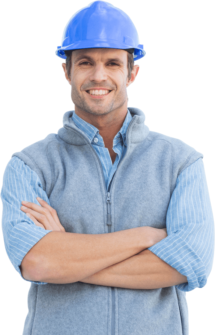 Senior Architect Confidently Standing in Transparent Background