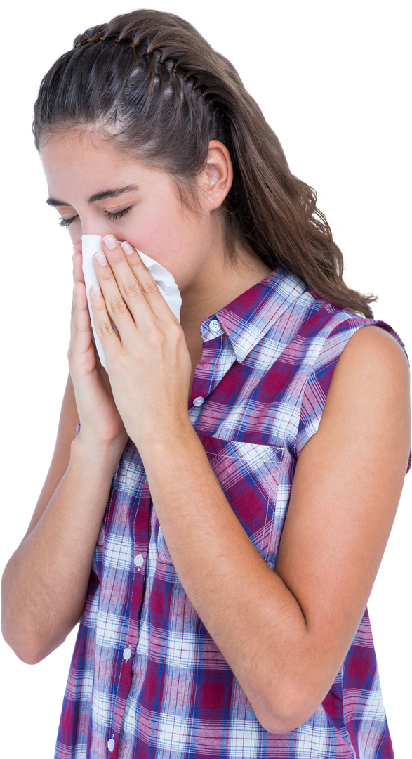 Woman Using Tissue To Sneeze On Transparent Background - Download Free Stock Images Pikwizard.com