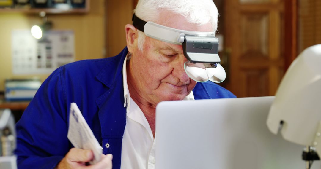 Elderly Horologist Analyzing Data in Workshop - Free Images, Stock Photos and Pictures on Pikwizard.com