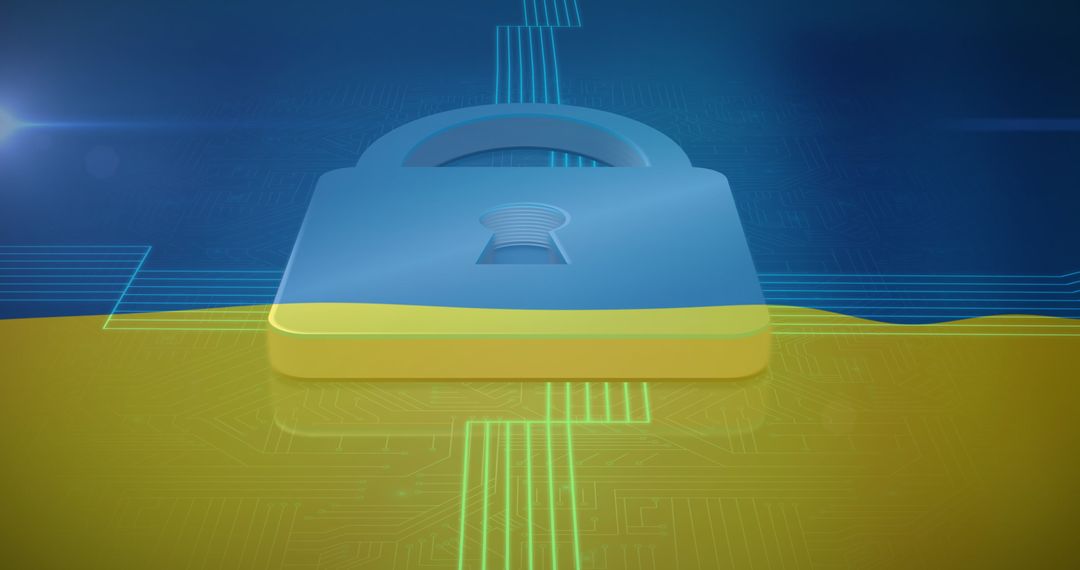 Digital Security and Ukrainian Flag Overlay Analyzing Crisis Concept