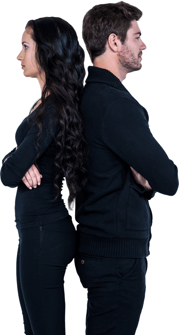 Transparent Tension: Couple Standing Back to Back