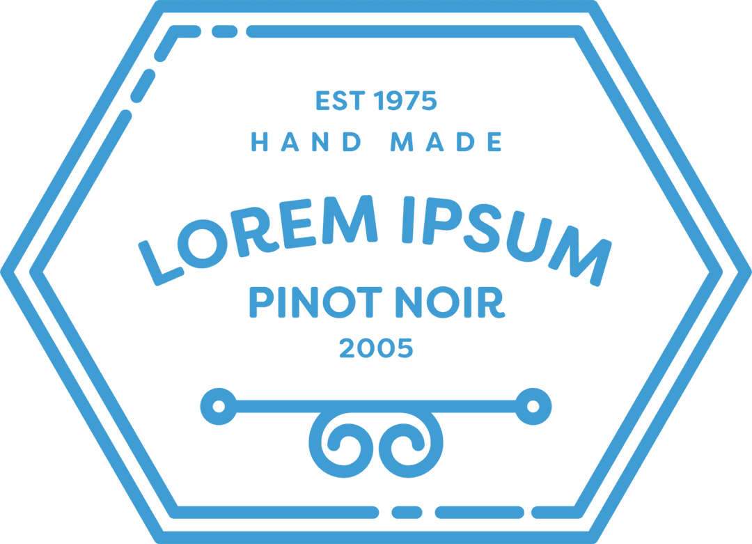 Blue Vintage-style Pinot Noir Logo on Transparent Background