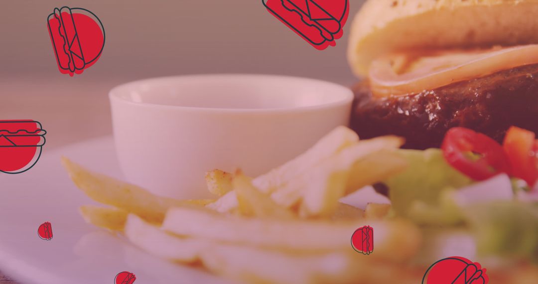 Creative American Fast Food Concept with Burger Graphics