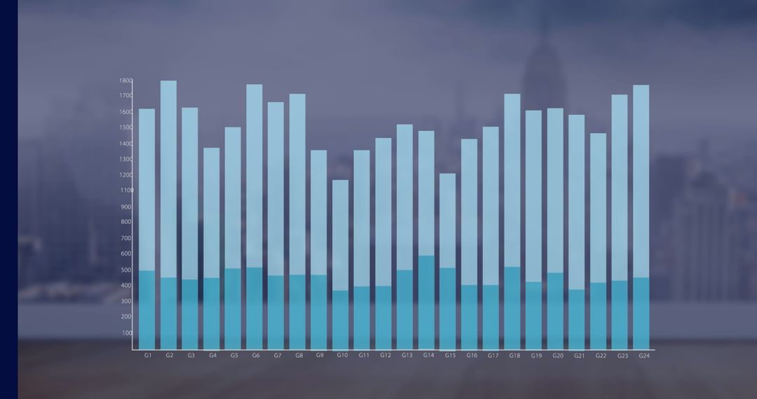 Financial Graph Overlay with Cityscape Background