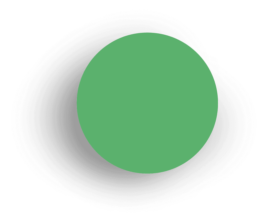 Green Circle with Shadow on Transparent Background